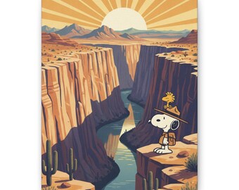 Snoopy Woodstock Big Bend River Canyon Canvas Print Beagle Decor
