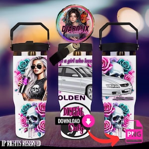 30oz Tumbler Wrap: Just A Girl Revhead Car Design (Digital Download PNG Template)