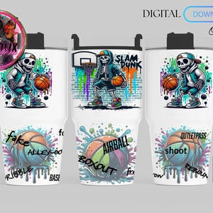 Skeleton Basketball 20oz Tumbler with handle Sublimation Design Template (Digital Download)