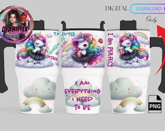 Unicorn Rainbow Tumbler Sublimation Design Template (Digital Download)