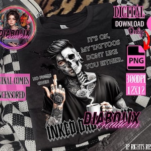 Inked Daddy T-Shirt: Goth Dad Skulls PNG (Digital Download)