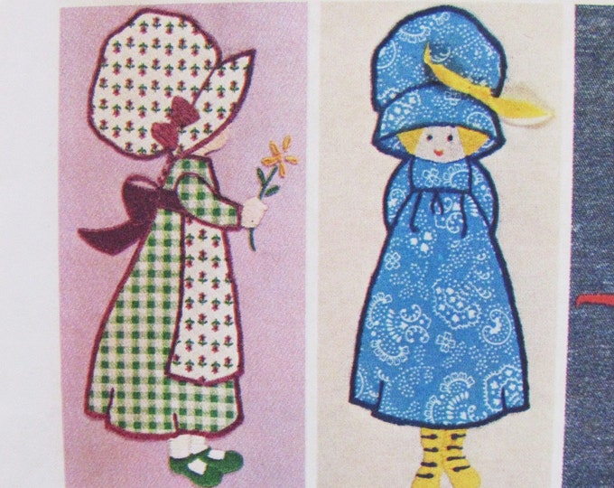 70s VTG Holly Hobbie ..3 Applique Transfers, EASY.. Simplicity 6258 ...