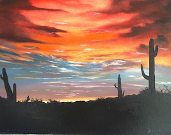 Desert Painting Desert Sunset 16x20 original oil on canvas