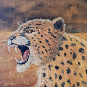 Cheetah Painting 11x14 Original Oil on Canvas