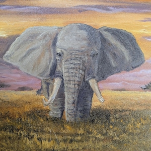 Elephant Painting 11x14 Original Oil on Canvas