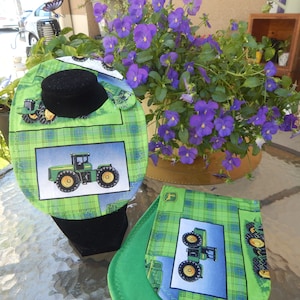 Newborn Baby  Bib and Burp Cloth Set John Deere