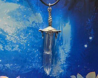 Sterling Silver Crystal Sword Pendant - Etsy