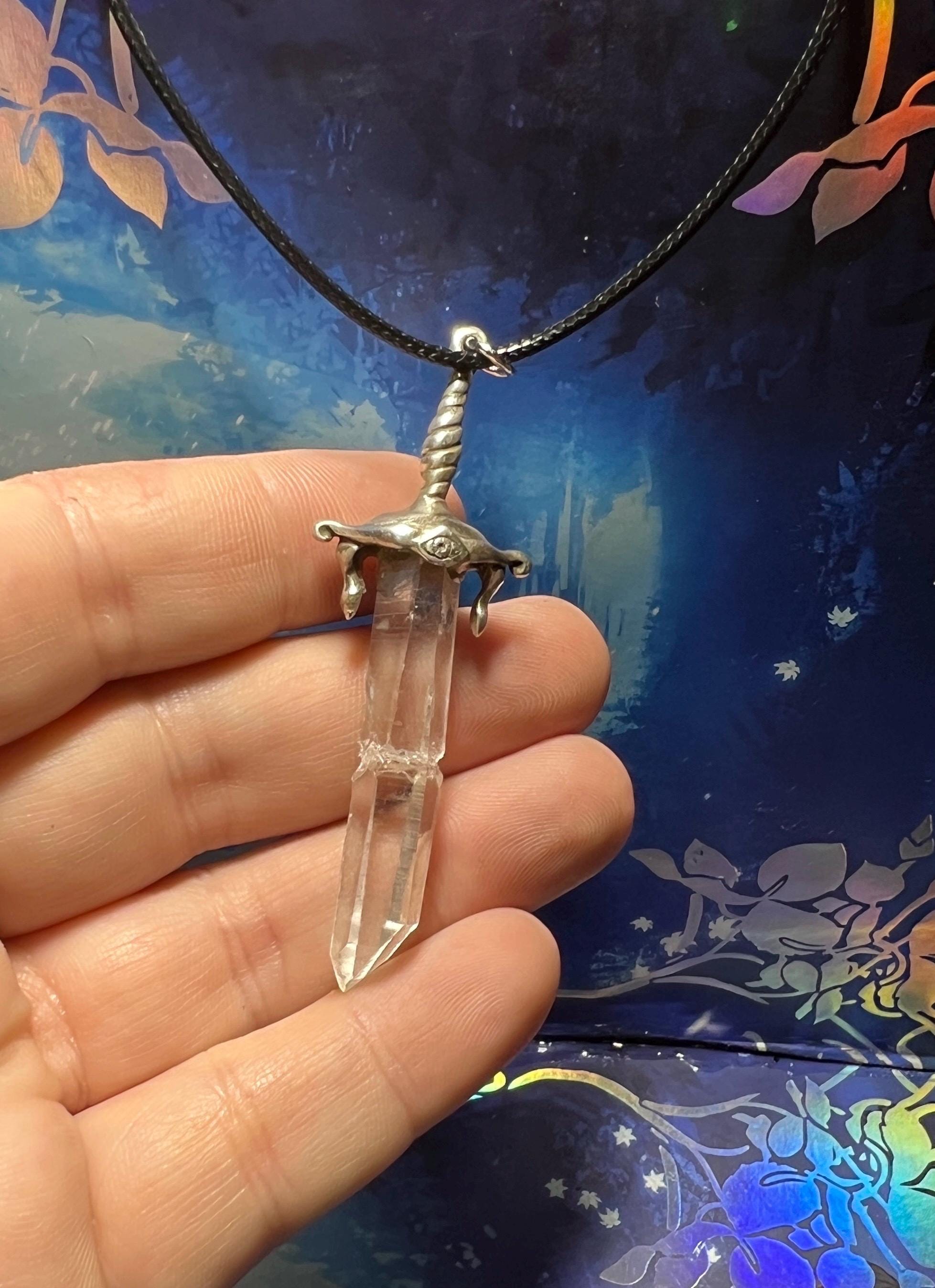 Sterling Silver Crystal Sword Pendant - Etsy