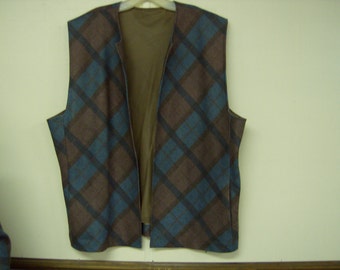 1970's Plaid wool Vest and Dress size 16