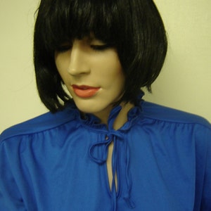 1960s Plus Size Vintage Blue Blouse Size 16 image 1