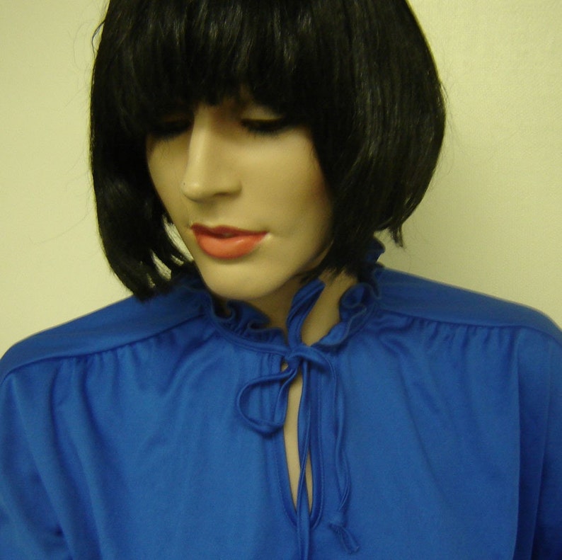 1960s Plus Size Vintage Blue Blouse Size 16 image 1