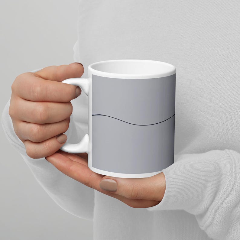 Minimalist Ceramic Mug With Elegant Wave Line Design 11oz Dishwasher