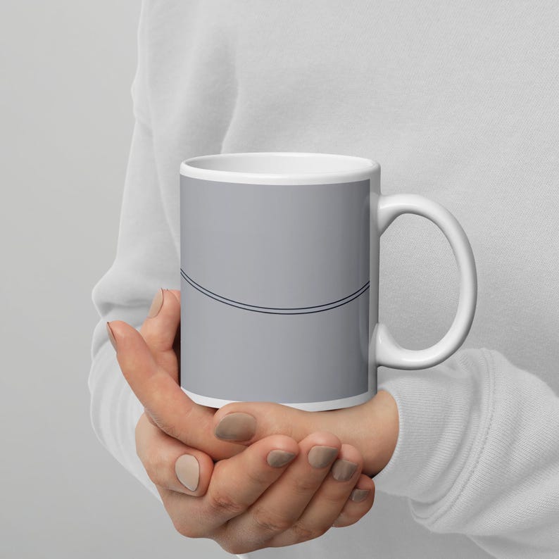 Minimalist Ceramic Mug With Elegant Wave Line Design 11oz Dishwasher