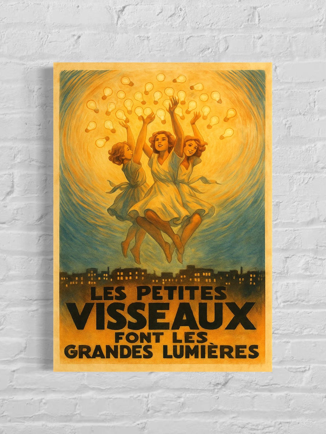 Affiche Vintage Pub Lampe Ampoule Visseaux – Poster 45x60cm – Qualité HD