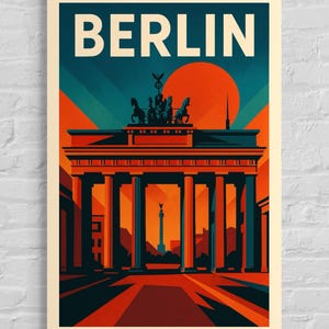 Berlin Historical Poster: The Brandenburg Gate - Framed Poster | Wall Poster | Poster | Decoration | Living Room Bedroom Wall