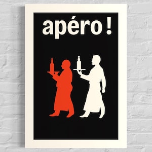 Poster vintage "Apéro!" - Stile retrò moderno - Decorazione per cucina o soggiorno - Regalo originale realizzato in Francia
