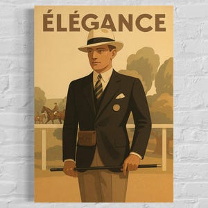 Póster de Elegancia Vintage || Caballero de los años 30 – Decoración de pared elegante para hombre – Póster de moda retro clásica