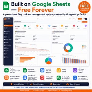 Etsy Seller Dashboard, Google Sheets Shop Manager, Order Inventory and Profit Tracker Web App