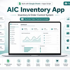 Inventory Management System, Google Sheets Web App for Small Business, Stock, Sales, Purchase Order & Payment Tracker, Digital Download