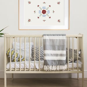 Folk art pattern scandinavian style. Size 100x70 centimeters with 200 dpi resolution. Linen background, transparent and offwhite.