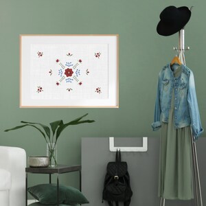 Folk art pattern scandinavian style. Size 100x70 centimeters with 200 dpi resolution. Linen background, transparent and offwhite.