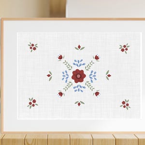 Folk art pattern scandinavian style. Size 100x70 centimeters with 200 dpi resolution. Linen background, transparent and offwhite.