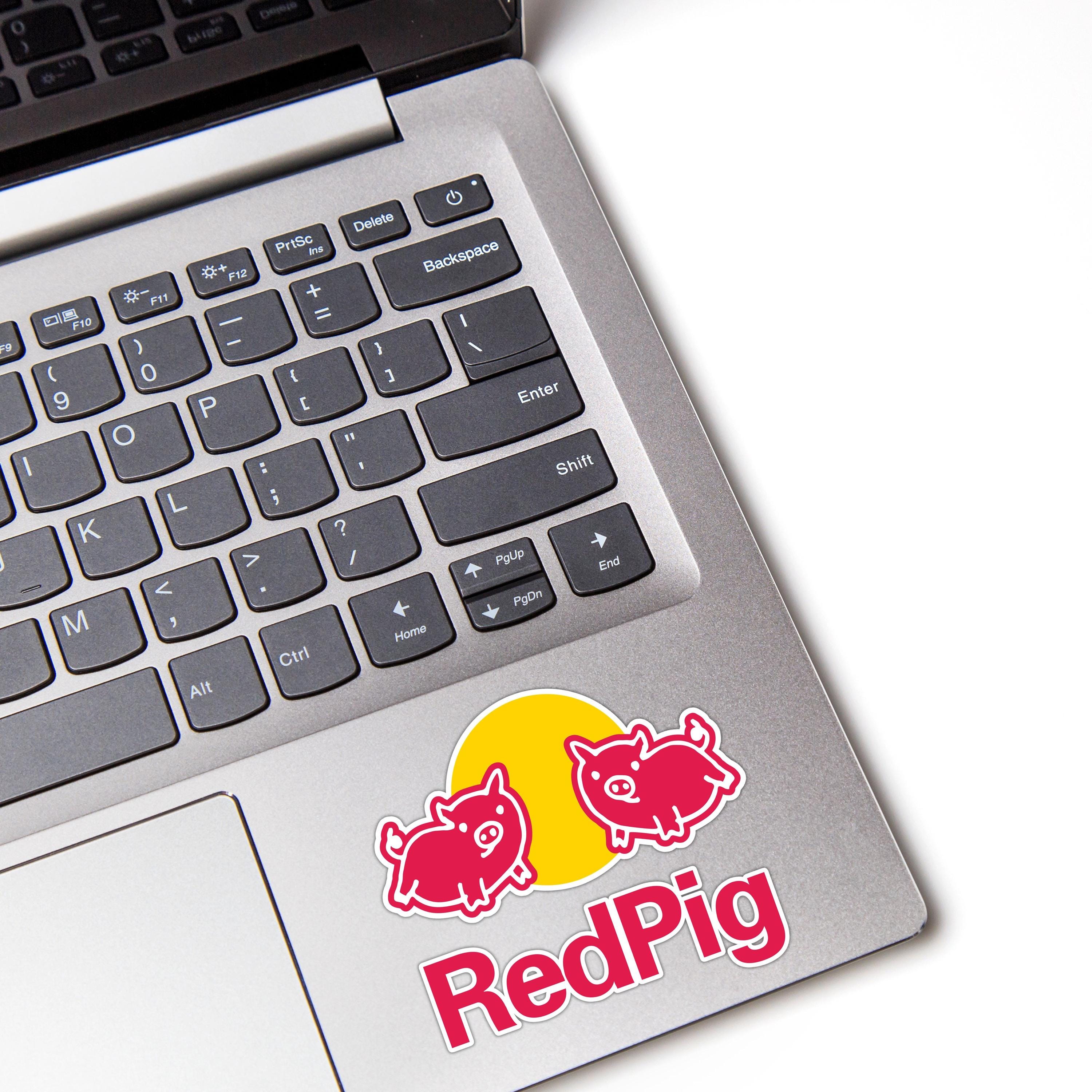 Red Pig Vinyl Sticker: Funny Car/Laptop Decal - Energy Drink Inspired