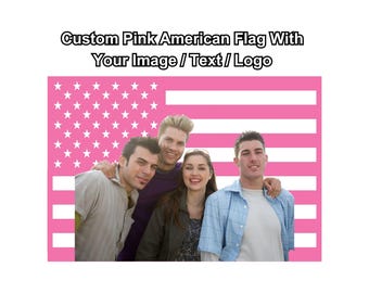 Personalized Pink American Flag Tapestry: Custom Photo Dorm Decor