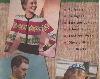 Fair Isle for the Family Jumper Cardigan Gloves Hats Vest Tank Adult Child Vintage Knitting Pattern Booklet 10 Patterns PDF Instant Download