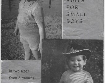 4 Ply Suits for Small Boys Toddlers 6 Months - 2 Years Buster Suit Shorts & Sweater Knitting Pattern Instant PDF Download