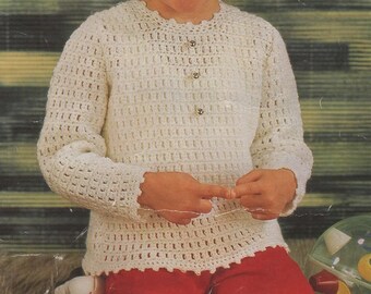 Crochet Pattern Childrens 4 Ply Tunic Blouse Top Size 23-29" 4-10 years Instant PDF Download 1970's Vintage