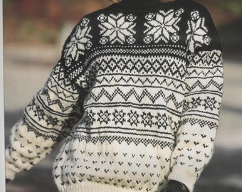 Ladies Nordic Style DK Polo Neck Jumper Sweater Knitting Pattern Size 34-38"  Charted Fair Isle Colourwork PDF Instant Download