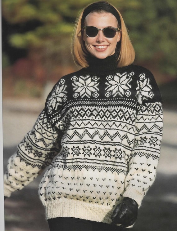 Damen Nordischer Stil DK Rollkragen Pullover Pullover Strickmuster