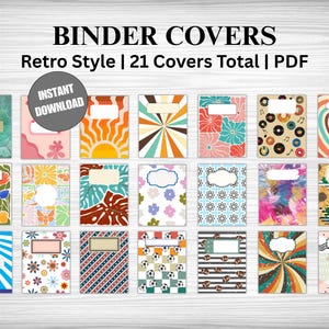 Retro Design Printable Binder Covers: Back to School (PDF Download)