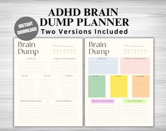 ADHD Brain Dump Planner: Daily Organizer (PDF)