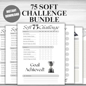 75 Soft Challenge Bundle Printable | 75 Day Challenge | 75 Soft Tracker | 75 Day Tracker | Workout Challenge Tracker | Soft Tracker Template