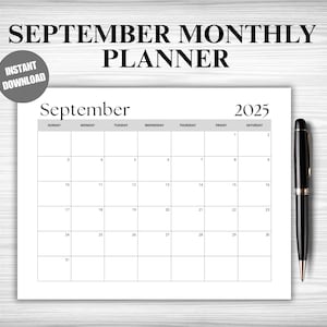 2025 September Monthly Planner Printable | September Month Calendar | September Calendar Page | Monthly Planning Sheet | Back to School Plan