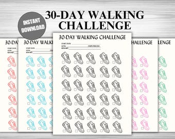 30-Day Walking Challenge Tracker: Fitness Printable (PDF)