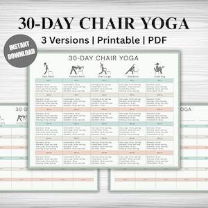 30-Day Chair Yoga Printable | 30 Day Chair Yoga for Seniors | Chair Yoga Exercises | Chair Stretches | 30-Day Yoga Workout