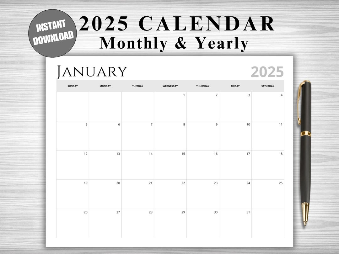 2025 Minimalist Calendar Printable: Monthly & Yearly Planner (PDF) - Etsy