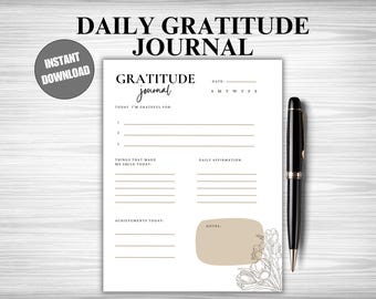 Daily Gratitude Journal Printable: Wellness Reflection Page (PDF)