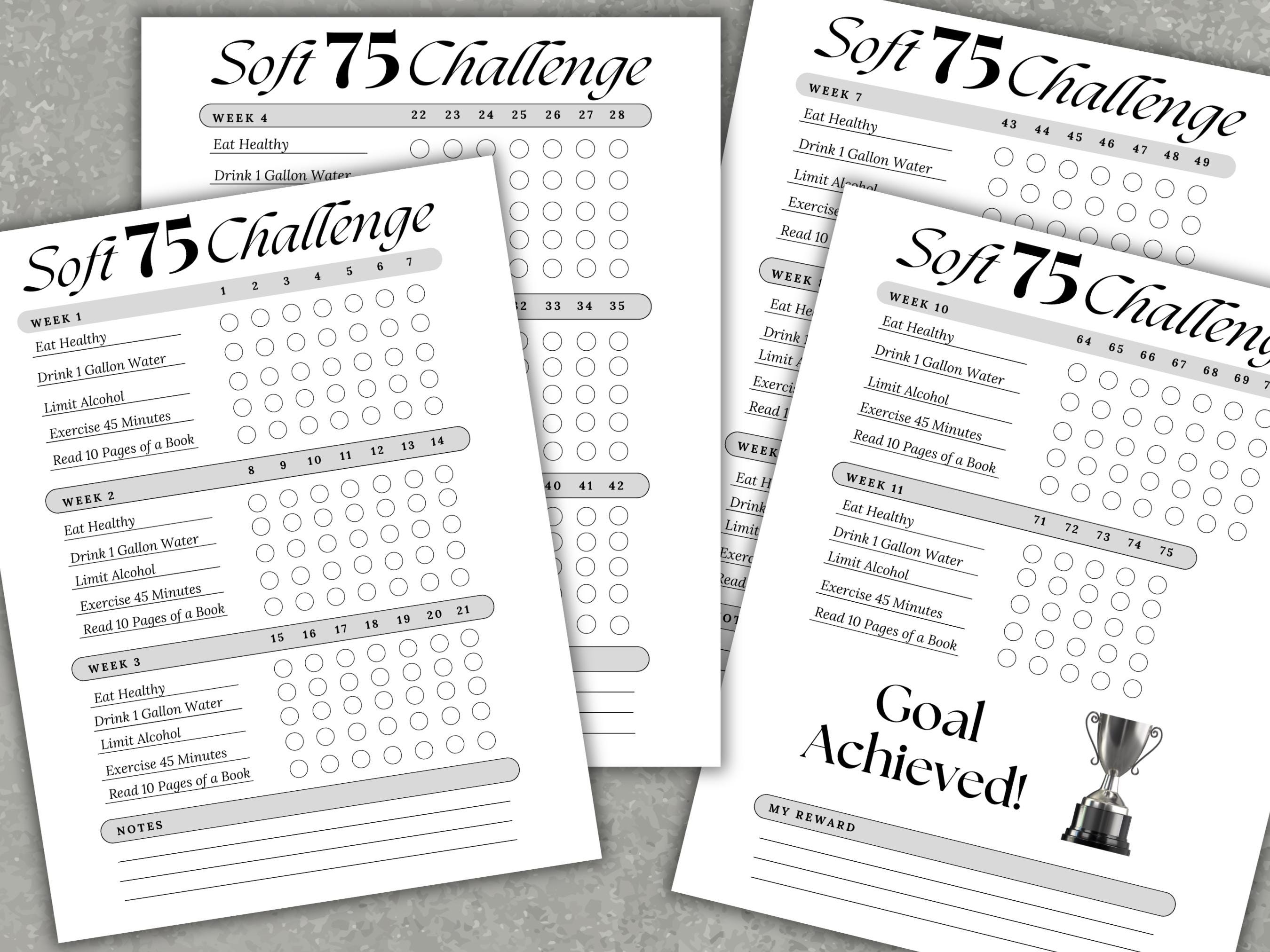 75 Soft Challenge Tracker Printable: Health & Fitness (PDF) - Etsy