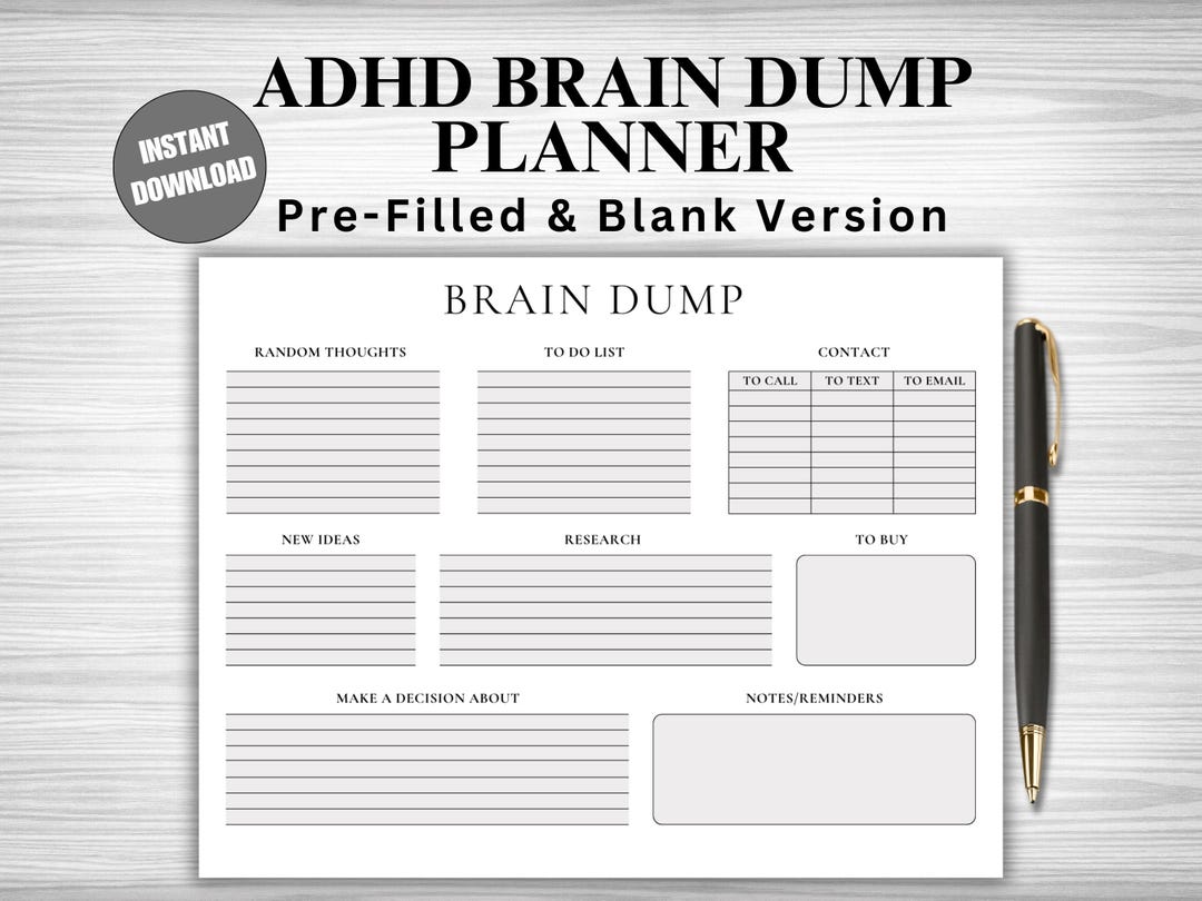 ADHD Brain Dump Printable | Daily ADHD Planner | ADHD to Do List ...