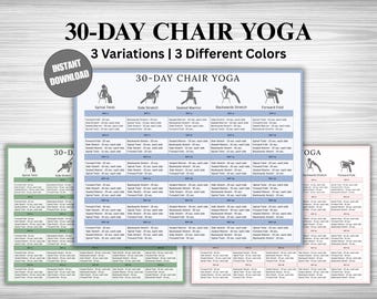 30-Day Chair Yoga Printable: Senior Exercise, Stretches (PDF Download)