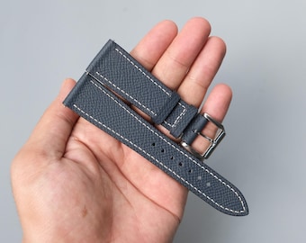 Deep Blue  Epsom Calf Leather Watch Strap – Handmade, Customizable & Personalized Watch Band Sizes 16mm 17mm 18mm 19mm 20mm 21mm 22mm 23 24