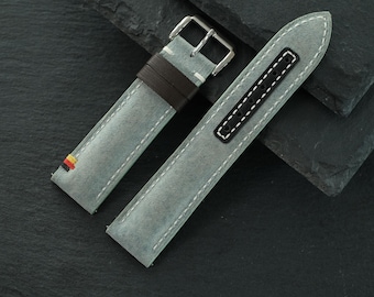 Handmade Sailcloth Canvas & Leather Watch Strap, Custom Edge Paint, Personalized Name, Sizes 16mm 17 18 19mm 20mm21mm22mm23mm 24mm