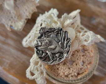 reclaimed fine silver rare earth magnet  high definition undersea fish needleminder