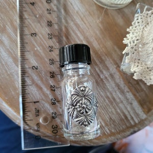 reclaimed fine silver charm on glass needle bottle, stitched diamond corner tie downs effect image 2