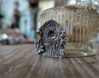 reclaimed fine silver rare earth magnet -tiny garden door- needleminder