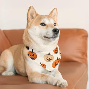 Pumpkin Pet Bandana Collar, Halloween Pet Collar, Halloween Pet Bandana, Cute Pumpkin Pet Bandana, Halloween Pet Costume, Jack-O-Lantern